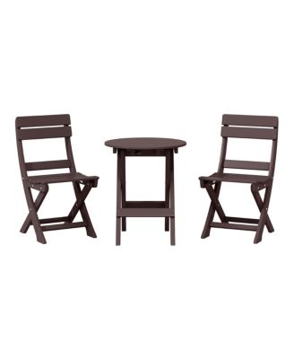 3-Piece Outdoor HDPE Folding Patio Bistro Table and Chairs