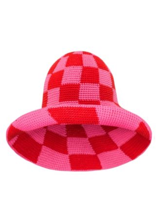SHILO Checkered Crochet Hat In Black & White