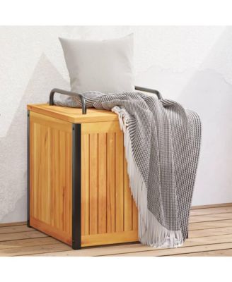 Patio Cushion Box 17.7&amp;quot;x17.7&amp;quot;x17.7&amp;quot;/20.9&amp;quot; Solid Wood Acacia and Steel