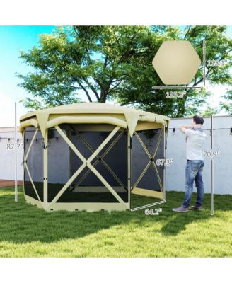 11ft Pop Up Gazebo Screen Tent with Removable Roof, Dark