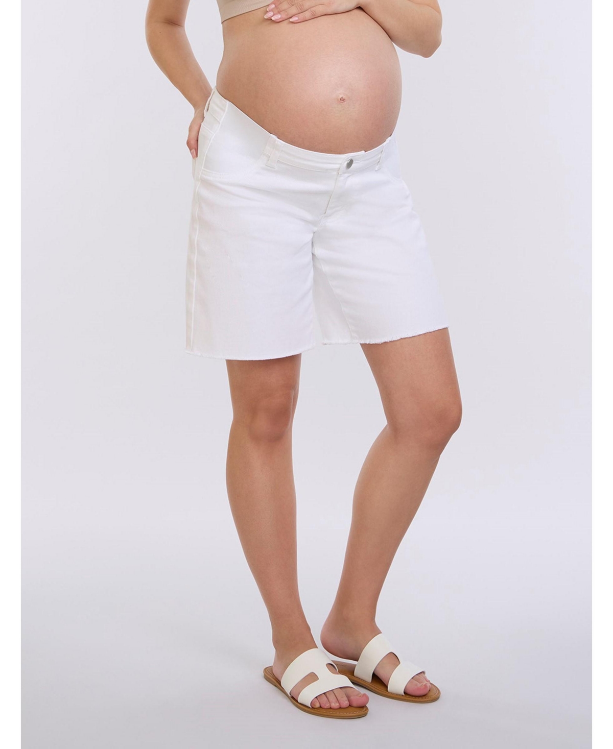 Maternity Under the Belly Dad Denim Short - Motherhood - Bright white