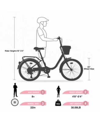 Streamdale 7 Speed City Bike With Basket, Steel Frame,Multiple Colors 22 Inch Girls Bicycle