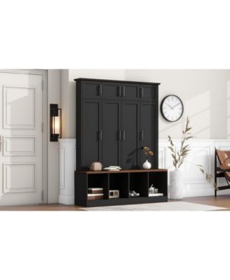 Streamdale Versatile Hall Tree with Hooks, Storage Bench, and Cabinet