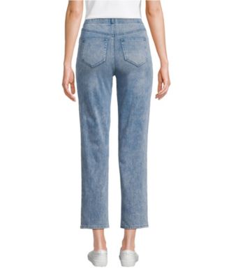 Прямые укороченные джинсы из трикотажного денима с высокой посадкой в виде морской звезды от Lands' End для женщин