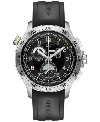 Hamilton Men's Swiss Chronograph Khaki Aviation Worldtimer Black