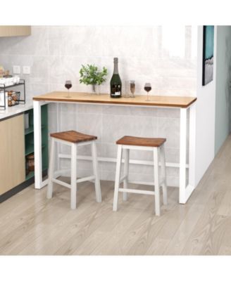 Set of 2 Saddle Stools Bar Stools with Footrests for Kitchen Island