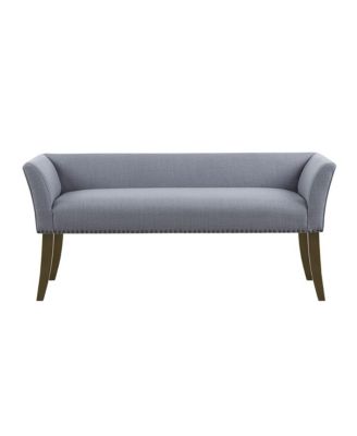 Upholstered Accent Bench with Nailhead Trim and Solid Wood Legs