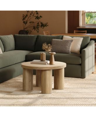 Manufactured Wood 4-Pillar Leg Round Coffee Table