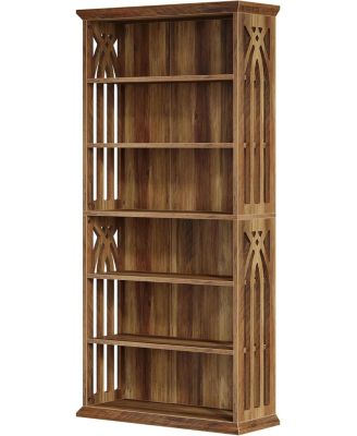 6-Tier Bookshelf Set of 2, 75-Inch Tall Bookcase, Large Bookshelves and Bookcases Freestanding Display Shelves, Wood Book Shelf for Living Room, Home Office, Bedroom, Brown