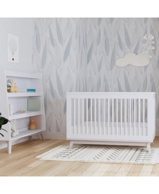 Rowan Modern Wood Cottage Crib in Ash Linen White Finish