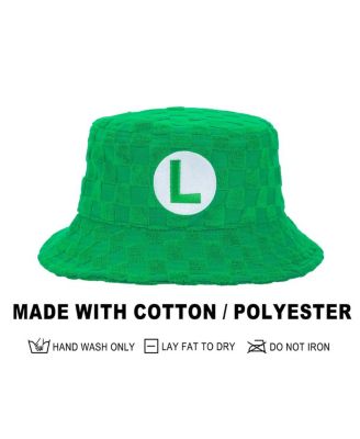 Men's Bros Luigi Logo Green Checkered Bucket Hat