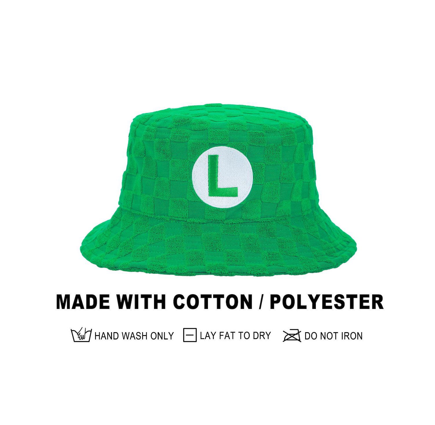 Men's Bros Luigi Logo Green Checkered Bucket Hat