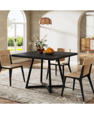 Square Dining Table for 4, 31.5" Industrial Dinner Table with Metal Base, Wood Kitchen Table for Dining Room, Small Space, Apartment