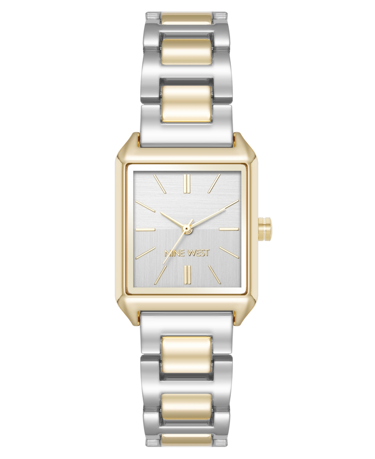 Women's Quartz Rectangular Two-Tone Metal Alloy Bracelet Watch, 24mm - Silver-Tone, Gold-Tone