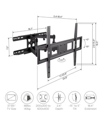 Full Motion TV Wall Mount for TVs 37" - 85" Up to 88 lbs
