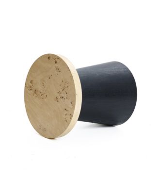 Light Wood Finish Top with Black Base Manufactured Wood Round Side Table