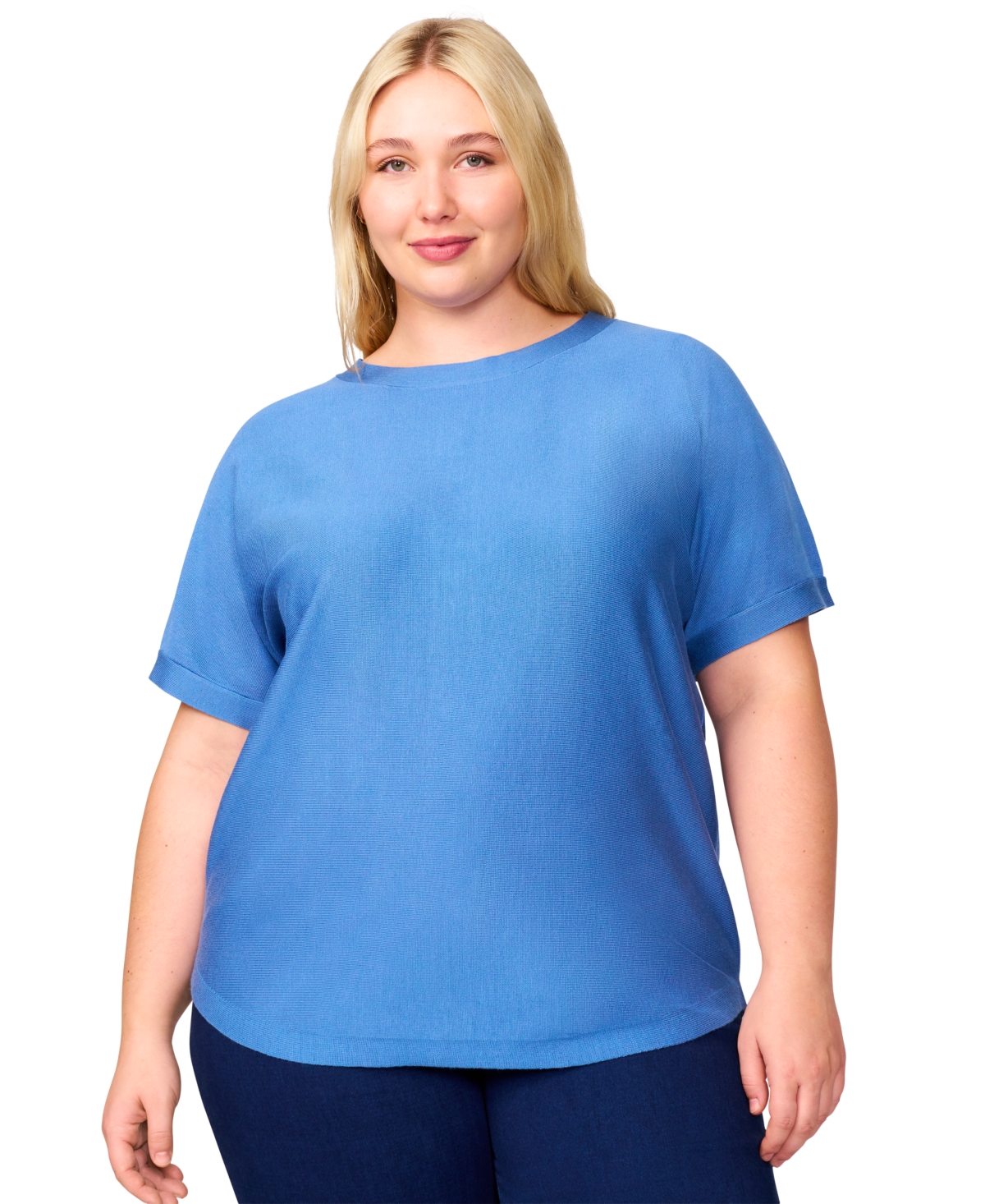 Plus Size Button-Back Dolman-Sleeve Sweater, Exclusively at Macy's - Jet Black