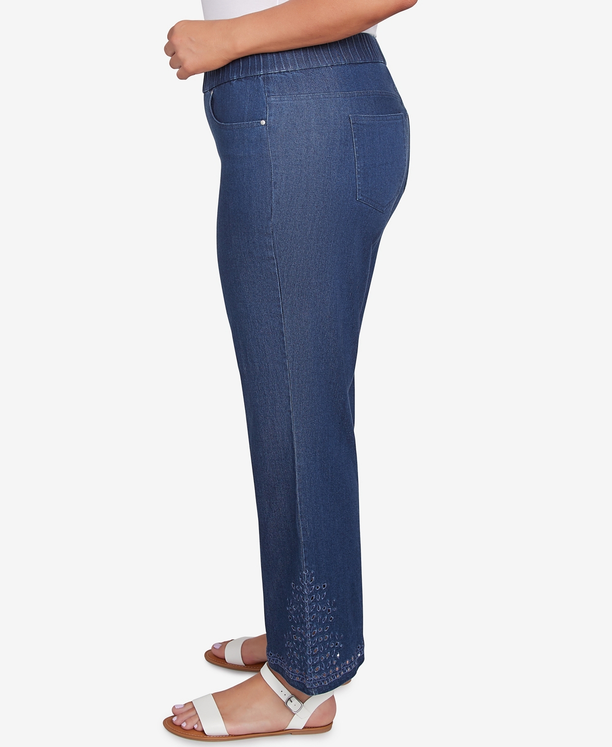 Ruby Rd. Plus Size Eyelet Embroidered Dark Bootcut Jeans In Indigo