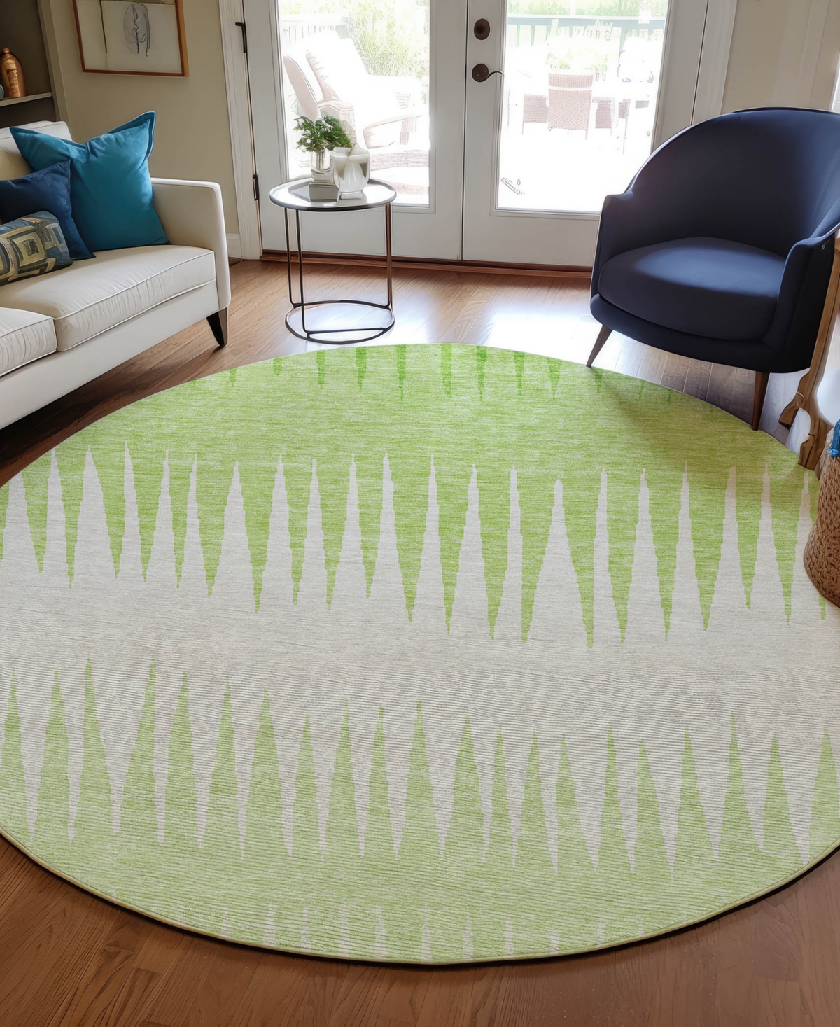 Addison Chantille Acn886 8'x8' Round Area Rug In Lime