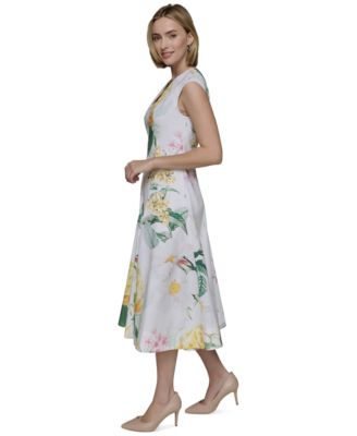 Миниатюрное миди-платье с цветочным рисунком от КАРЛА ЛАГЕРФЕЛЬДА в ПАРИЖЕ