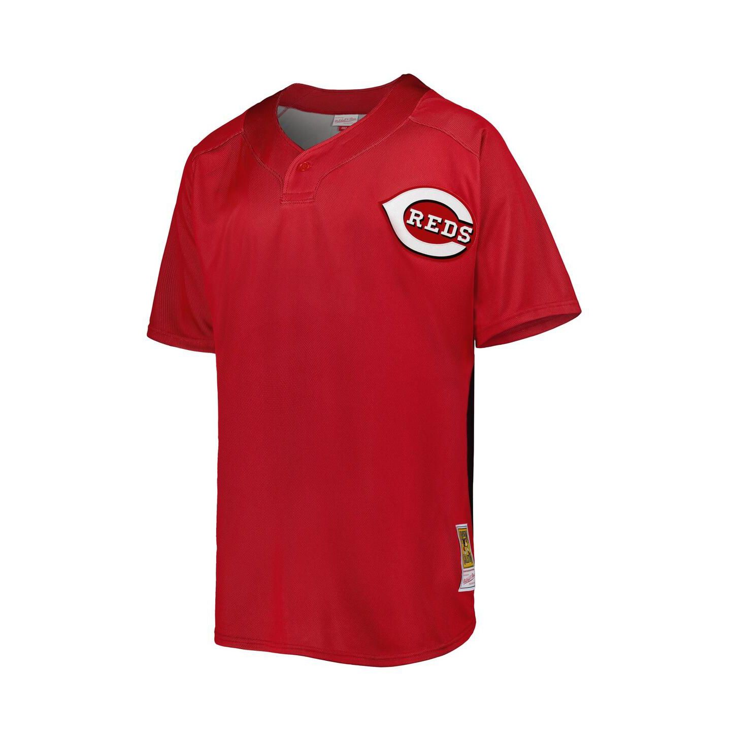 Мужской топ Mitchell & Ness Ken Griffey Jr. Red Cincinnati Reds Cooperstown Collection Mesh Batting Practice Button-Up Jersey — фото 4