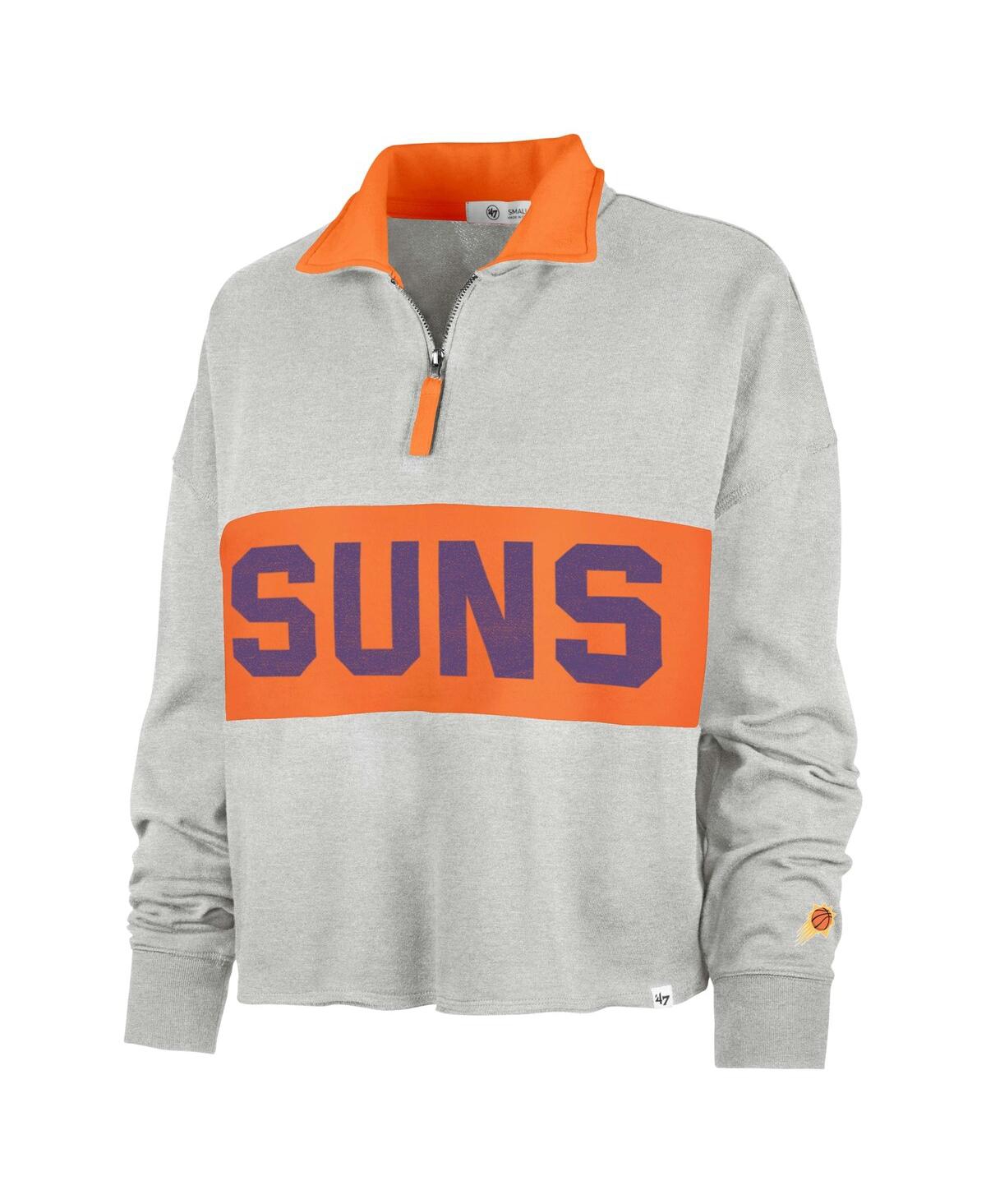 47 BRAND WOMEN'S HEATHER GRAY PHOENIX SUNS BREAKTHROUGH REMI QUARTER-ZIP JACKET 