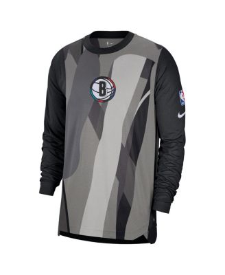 Мужская черная футболка Nike Brooklyn Nets 2024/25 City Edition Authentic с длинными рукавами для стрельбы перед игрой
