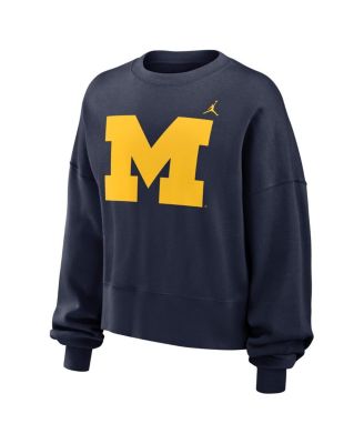 Джордан женские темно-Мичиган Росомахи тому, флис логотип негабаритных пуловер топ