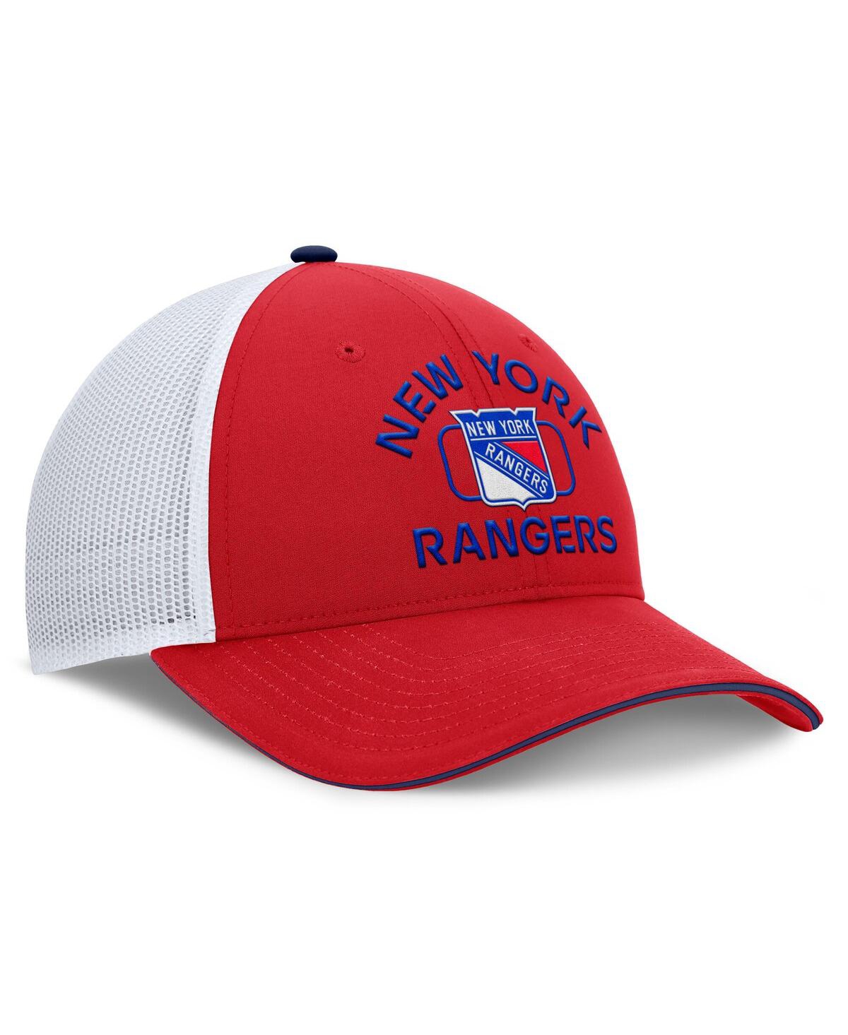 Fanatics Men's Red/white New York Rangers Authentic Pro Rink Trucker Hat In Red,white