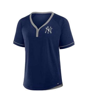 Women's Navy New York Yankees League Diva Star Raglan V-Neck T-Shirt