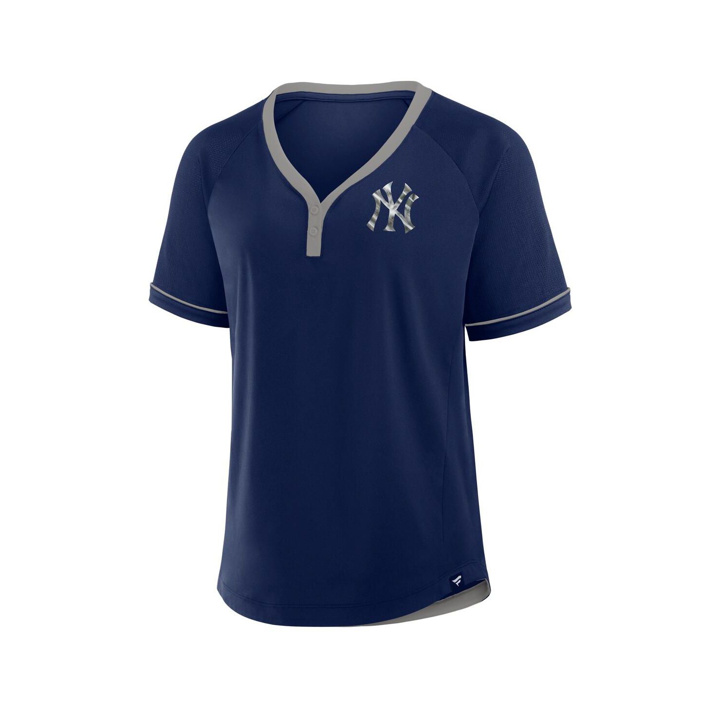 Женская футболка Fanatics Navy New York Yankees League Diva Star Raglan V-Neck — фото 3