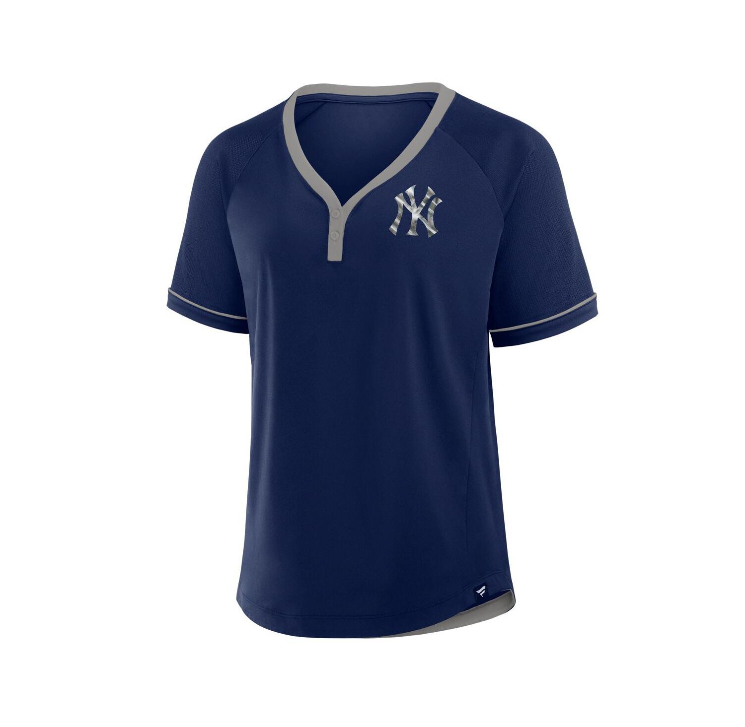 Women's Navy New York Yankees League Diva Star Raglan V-Neck T-Shirt