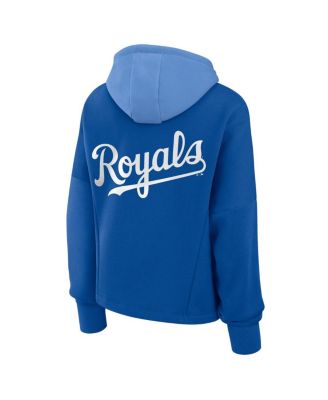 Women's Royal Kansas City Royals Oversized High Hip Legacy Fleece Pullover Hoodie