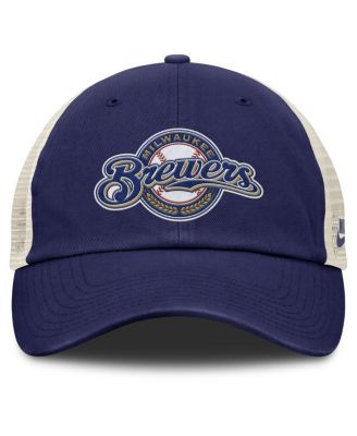 Мужская темно-синяя /натуральная кепка Nike Milwaukee Brewers Cooperstown Collection Club Trucker с регулируемой посадкой