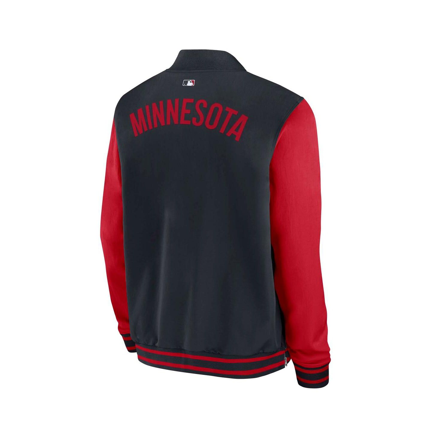 Мужская куртка Nike Navy/Red Minnesota Twins Authentic Collection Dugout Full-Zip Bomber — фото 3