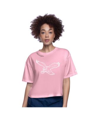 Starter - Women's Pink Philadelphia Eagles Play the Ball Boxy Cropped T-Shirt