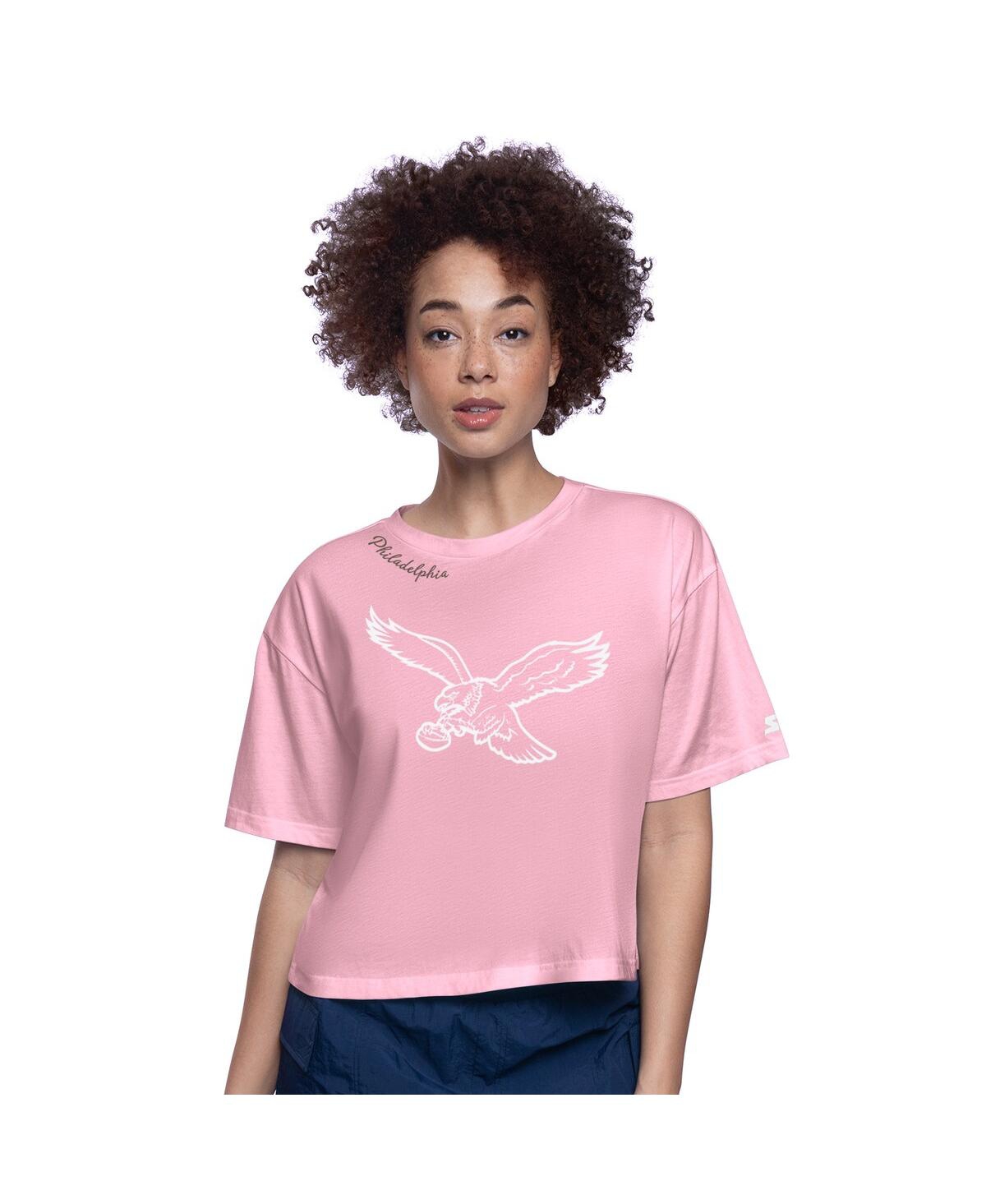Starter Women's Pink Philadelphia Eagles Play The Ball Boxy Cropped T-shirt In Pink