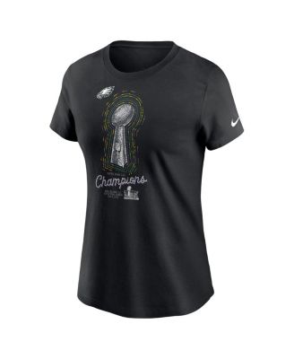 Женская черная футболка Nike Philadelphia Eagles Super Bowl LIX Champions Lombardi Trophy Top
