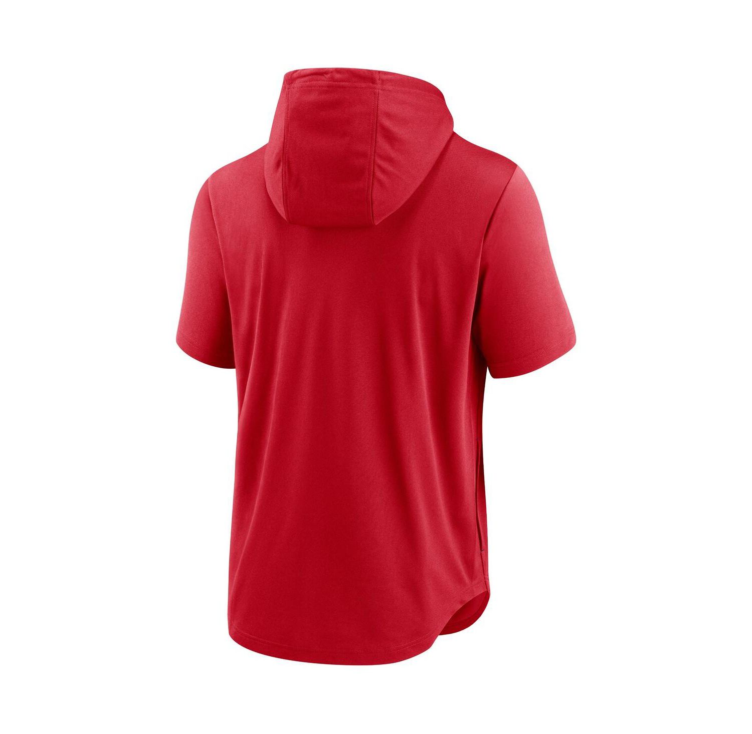 Men's Red Washington Nationals Logo Lockup Performance Short-Sleeved Pullover Hoodie