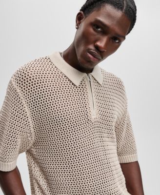 Mode of One Mens Polo-Collar Open-Stitch Short-Sleeve Sweater Exclusively at Macys 8090₽