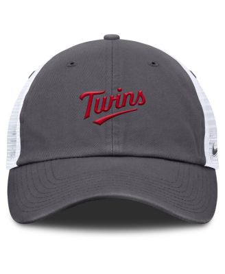 Мужская серая кепка дальнобойщика Nike Minnesota Twins Wordmark Club с регулируемой посадкой