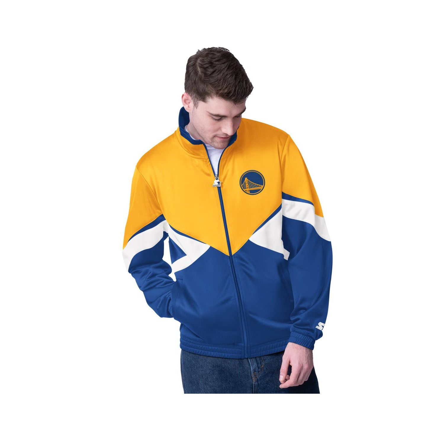 Men's Gold/Royal Golden State Warriors Rush Applique Full-Zip Track Jacket