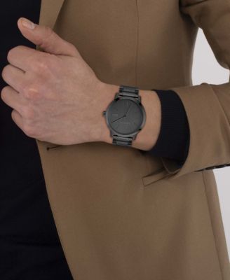 Men's Metropole Ionic Plated Black Steel Bracelet Watch, 39mm