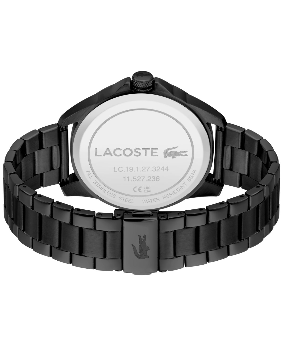 Shop Lacoste Men's Le Croc Ionic Plated Black Steel Bracelet Watch, 43mm
