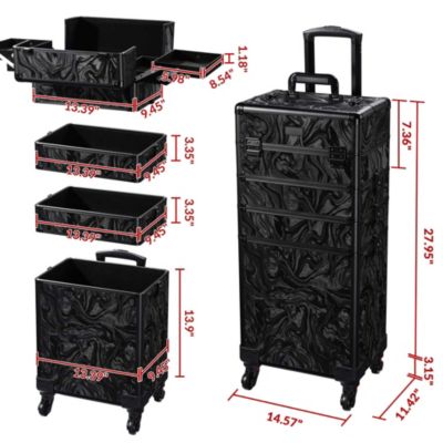Rolling Makeup Train Case 4in1 Cosmetic Case