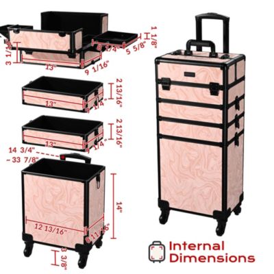 Rolling Makeup Train Case 4in1 Cosmetic Case