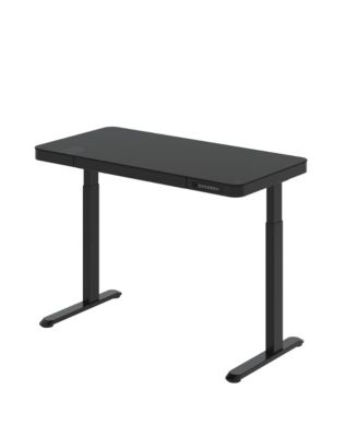 EG9B-E, Electric Height Adjustable Glass Top Standing Desk, Black
