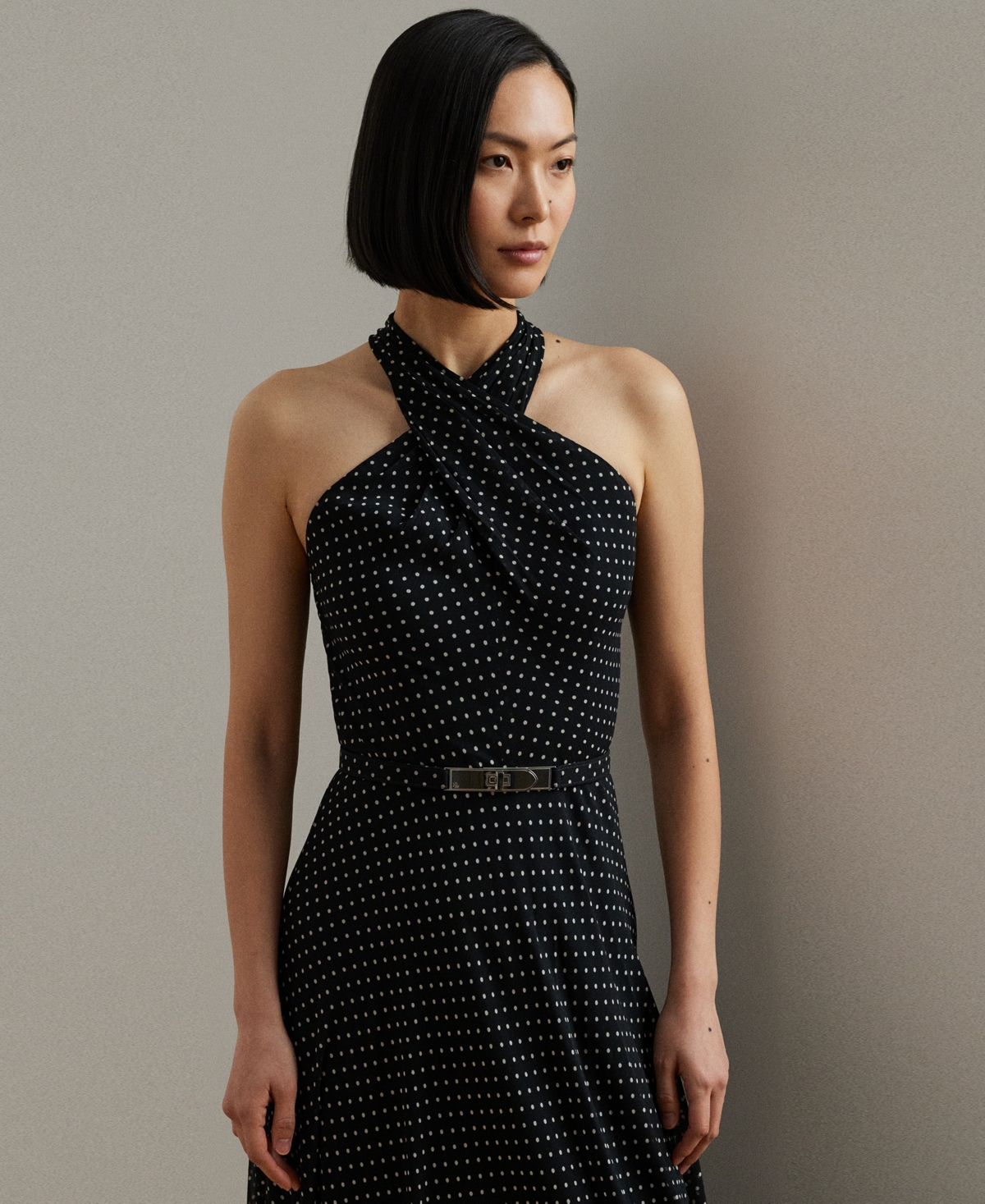 Ralph Lauren Black Lefora Sleeveless Dress In Black,cream