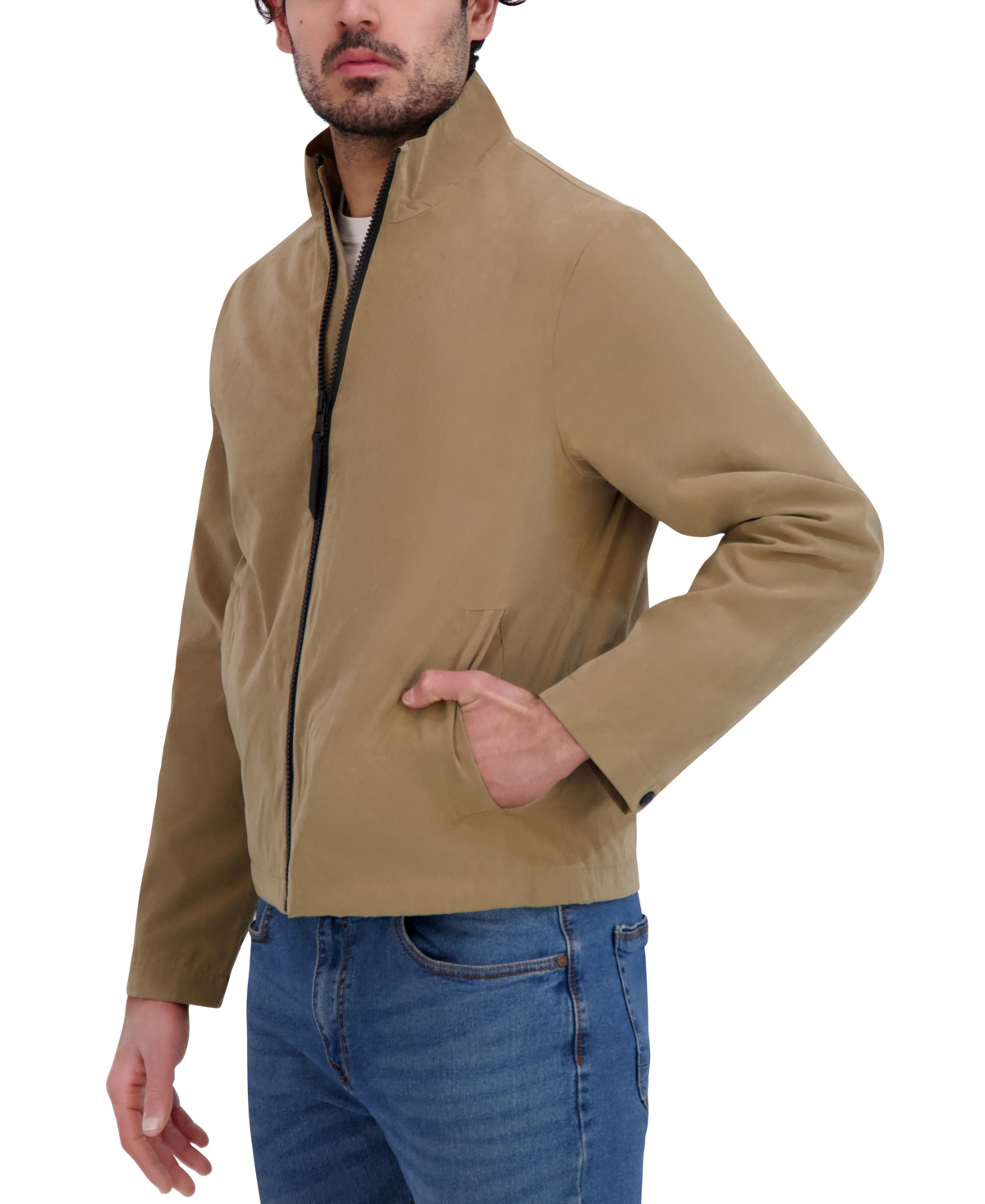 Robert Graham Men's Lightweight Peached Stand Collar Jacket In Tan