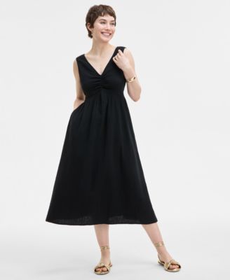 On 34th - Women's Cotton Gauze Empire-Waist Midi Dress